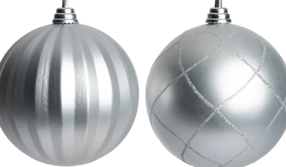 Intratuin kerstbal Montrose zilver D 15 cm 2 stuks