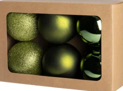 Intratuin kerstbal Montrose groen D 8 cm 6 stuks