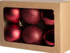 Intratuin kerstbal Montrose paars D 8 cm 6 stuks
