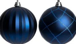 Intratuin kerstbal Montrose blauw D 15 cm 2 stuks