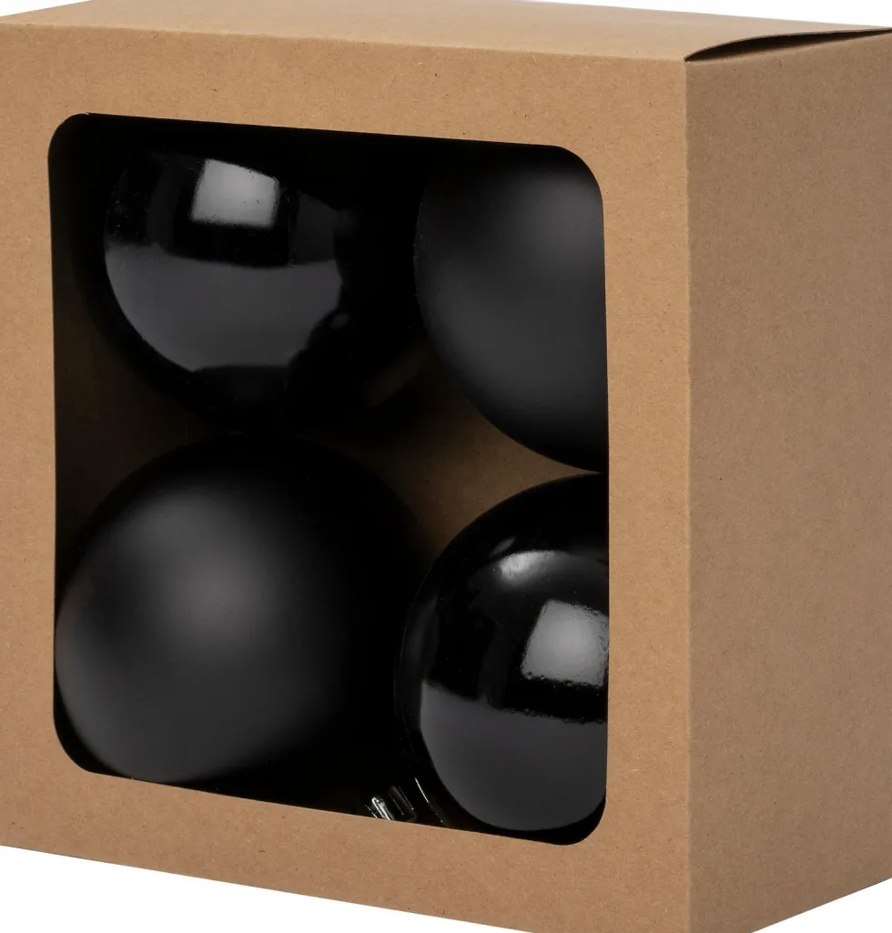 Intratuin kerstbal Montrose zwart D 10 cm 4 stuks