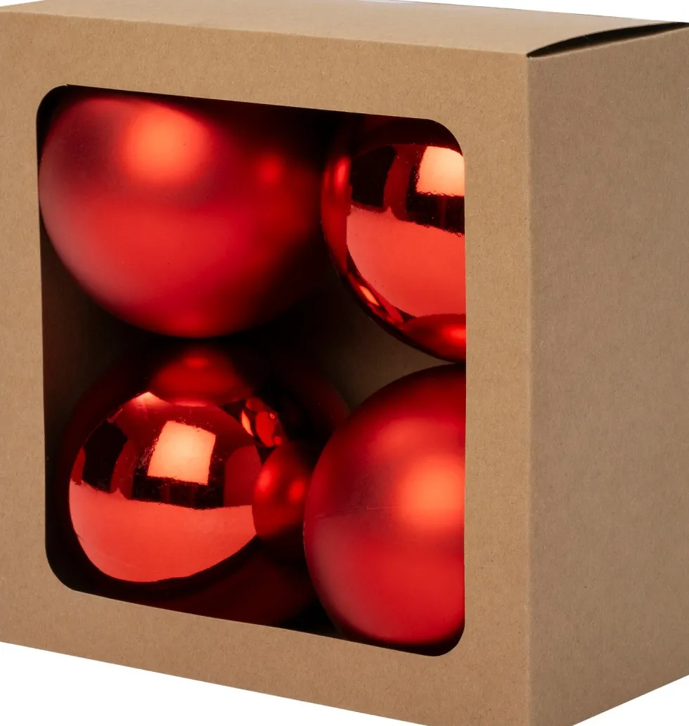 Intratuin kerstbal Montrose rood D 10 cm 4 stuks