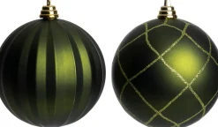Intratuin kerstbal Montrose groen D 15 cm 2 stuks