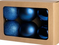 Intratuin kerstbal Montrose blauw D 8 cm 6 stuks