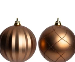 Intratuin kerstbal Montrose bruin D 15 cm 2 stuks
