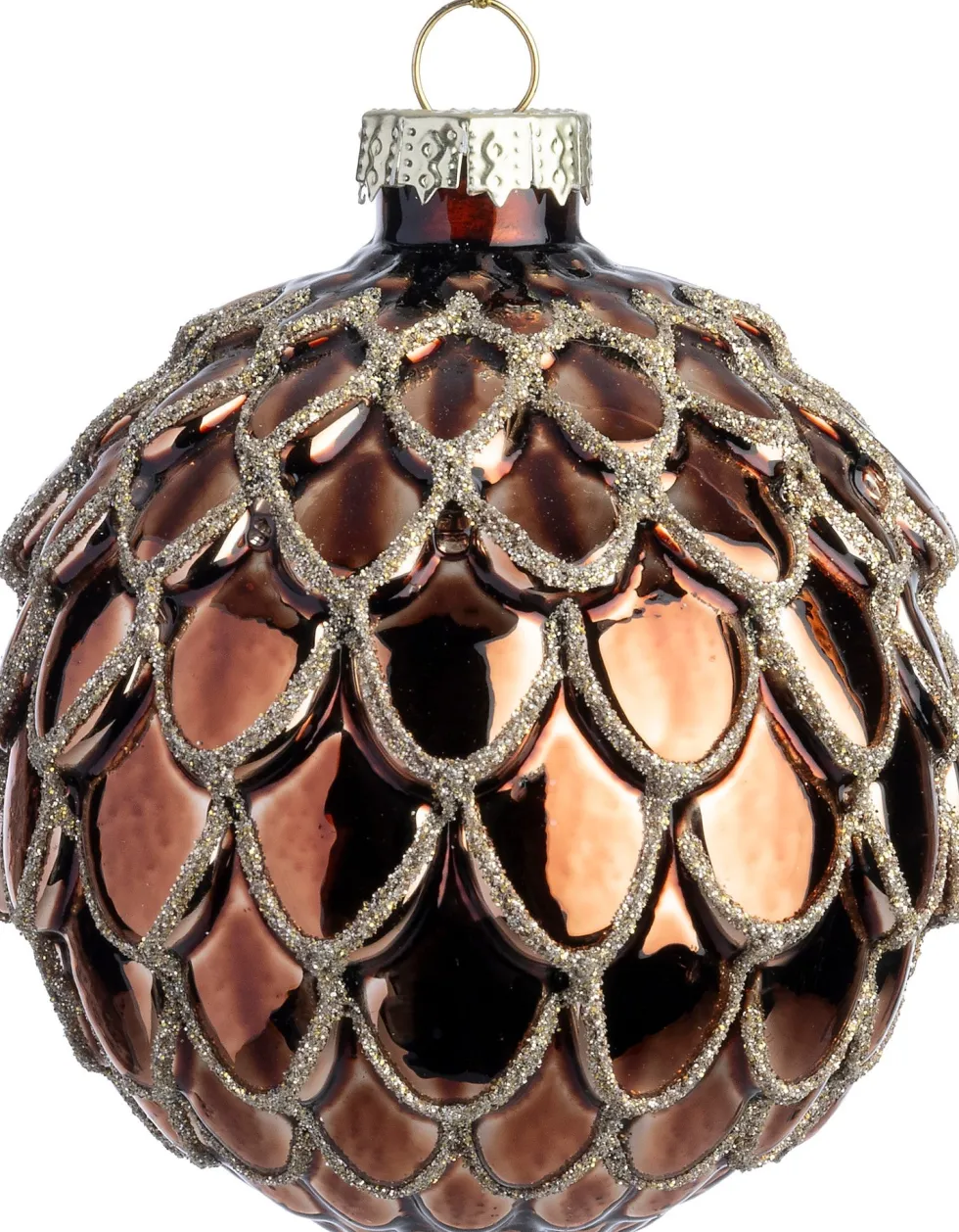 Intratuin kerstbal Moy bruin glanzend schulp D 8 cm