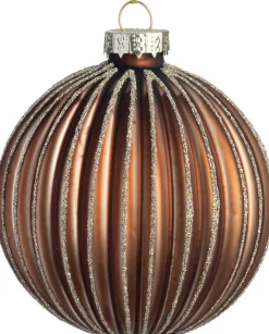 Intratuin kerstbal Moy bruin mat streep D 8 cm