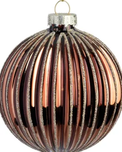Intratuin kerstbal Moy bruin glanzend streep D 8 cm