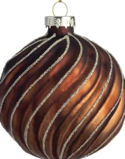 Intratuin kerstbal Moy bruin mat swirl D 8 cm
