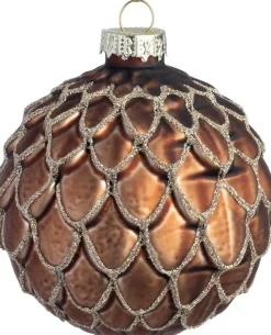Intratuin kerstbal Moy bruin mat schulp D 8 cm