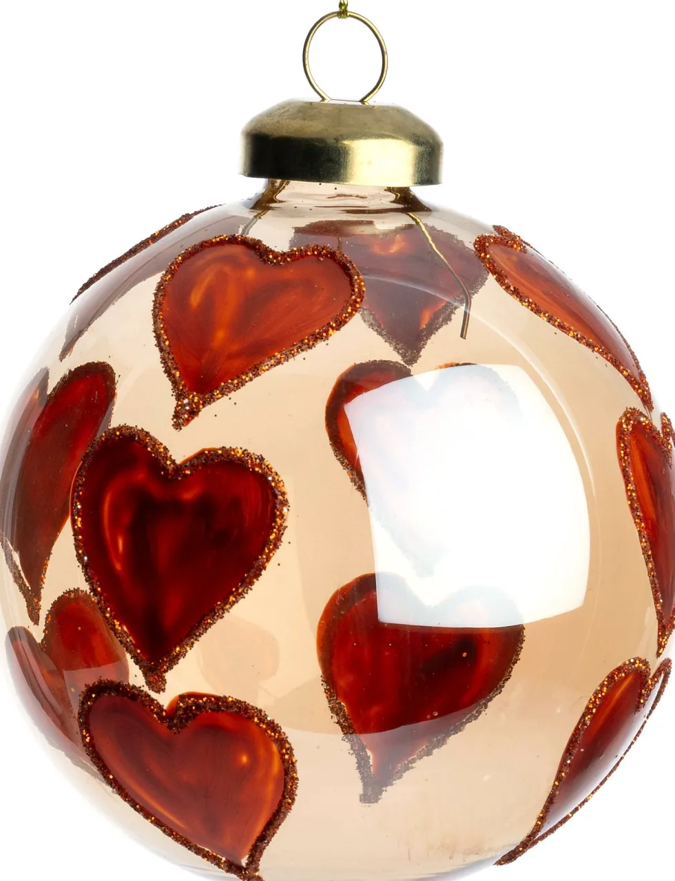 Intratuin kerstbal Nefer roze / groen harten D 8 cm