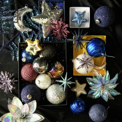 Intratuin kerstbal Pine blauw D 9 H 9 cm