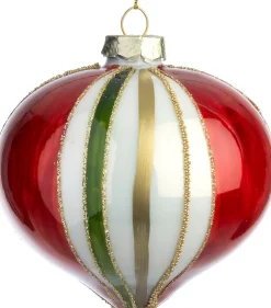 Intratuin kerstbal Portsoy lichtrood / groen druppel D 8 cm