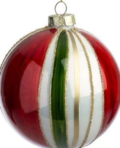 Intratuin kerstbal Portsoy lichtrood / groen D 8 cm