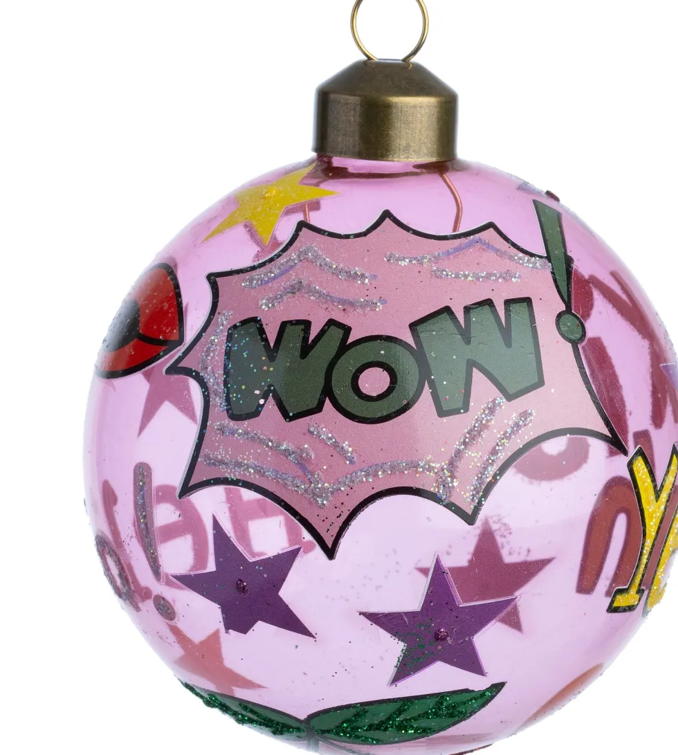 Intratuin kerstbal Pow roze / groen D 8 cm