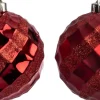 Intratuin kerstbal rood reliëf D 10 cm 2 stuks