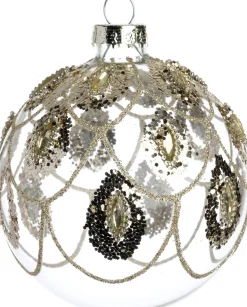 Intratuin kerstbal semitransparant Royton pauwenveer goud D 8 cm