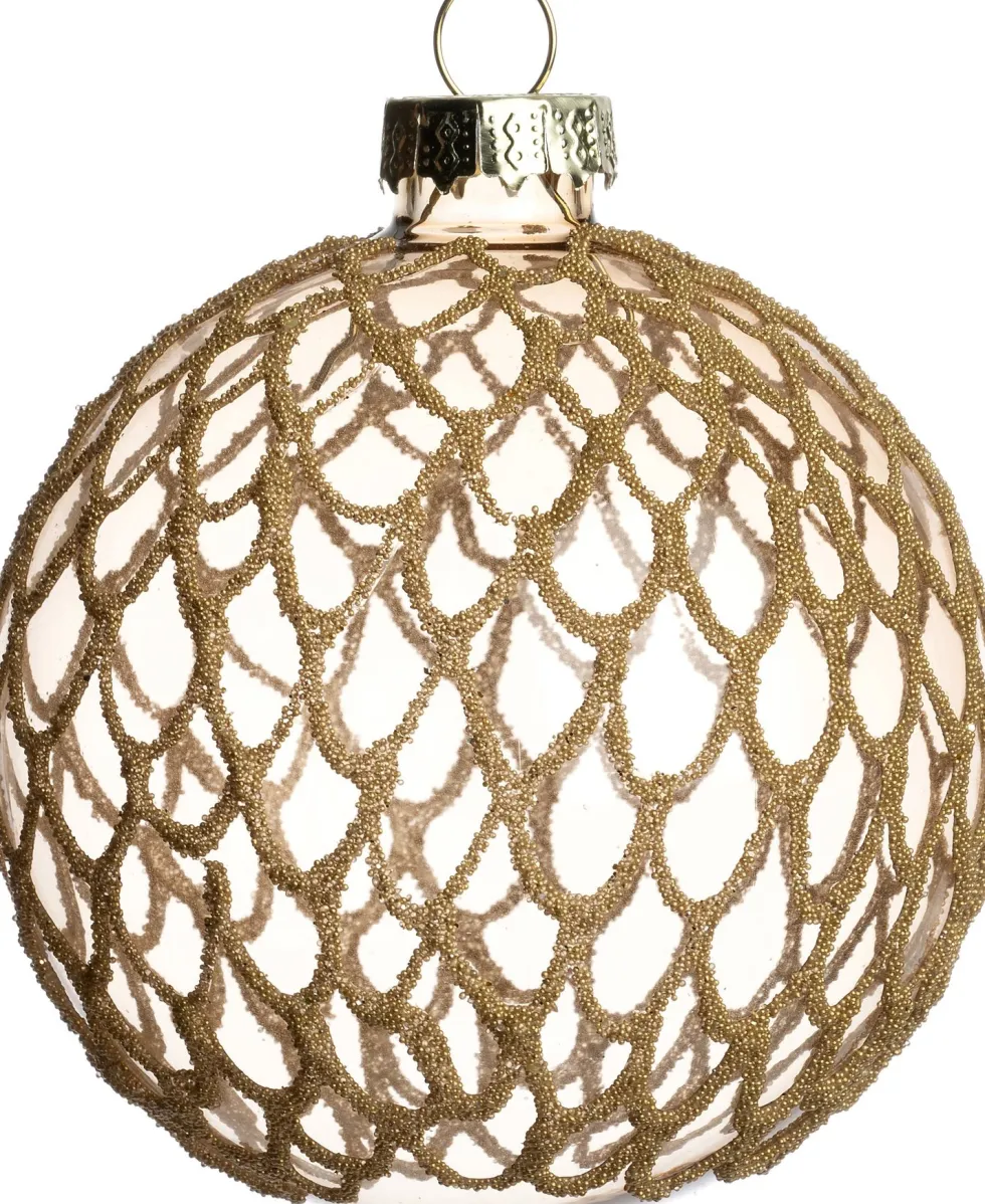 Intratuin kerstbal semitransparant Royton schubben goud D 8 cm