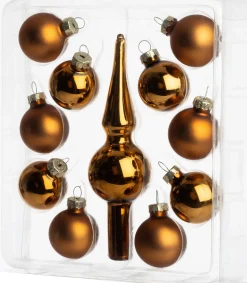 Intratuin kerstbal set Karyn bruin D 3,5 cm 11 stuks