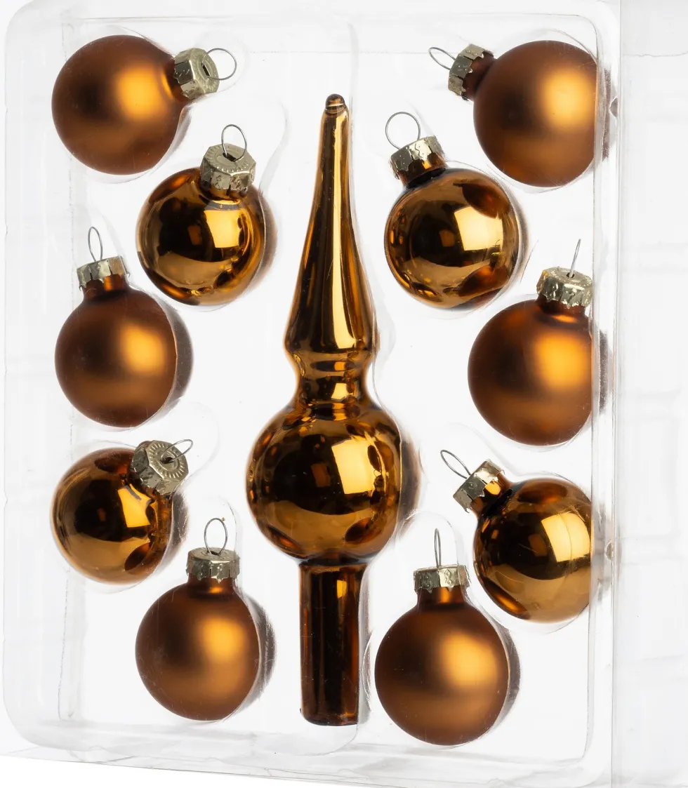 Intratuin kerstbal set Karyn bruin D 3,5 cm 11 stuks