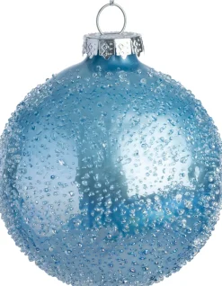 Intratuin kerstbal Sheena blauw reliëf D 8 cm