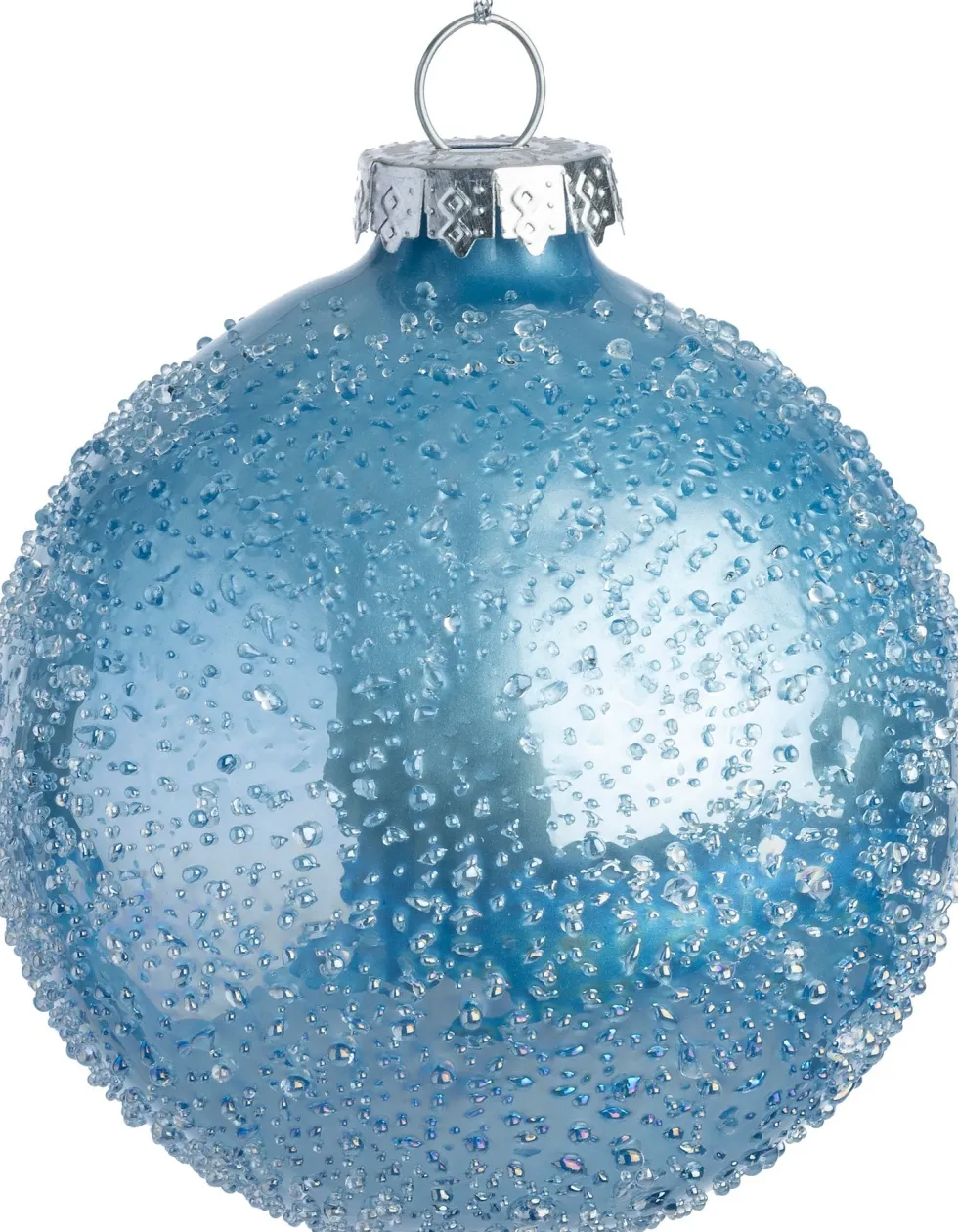 Intratuin kerstbal Sheena blauw reliëf D 8 cm