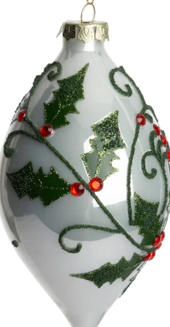 Intratuin kerstbal Swinford pegel wit / groen D 8 H 14 cm