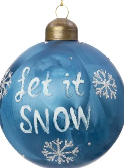 Intratuin kerstbal Tienen let it snow donkerblauw D 8 cm