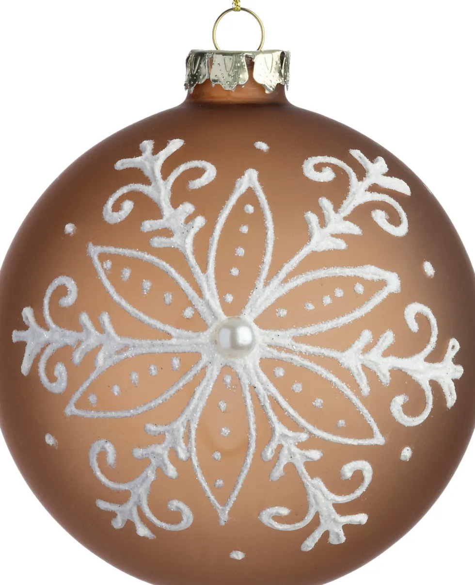 Intratuin kerstbal Tirna bruin / wit D 10 cm
