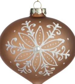 Intratuin kerstbal Tirna bruin / wit ui D 10 cm
