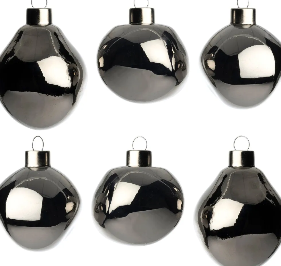 Intratuin kerstbal Trim antraciet glans D 6 cm 6 stuks