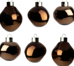 Intratuin kerstbal Trim bruin glans D 6 cm 6 stuks