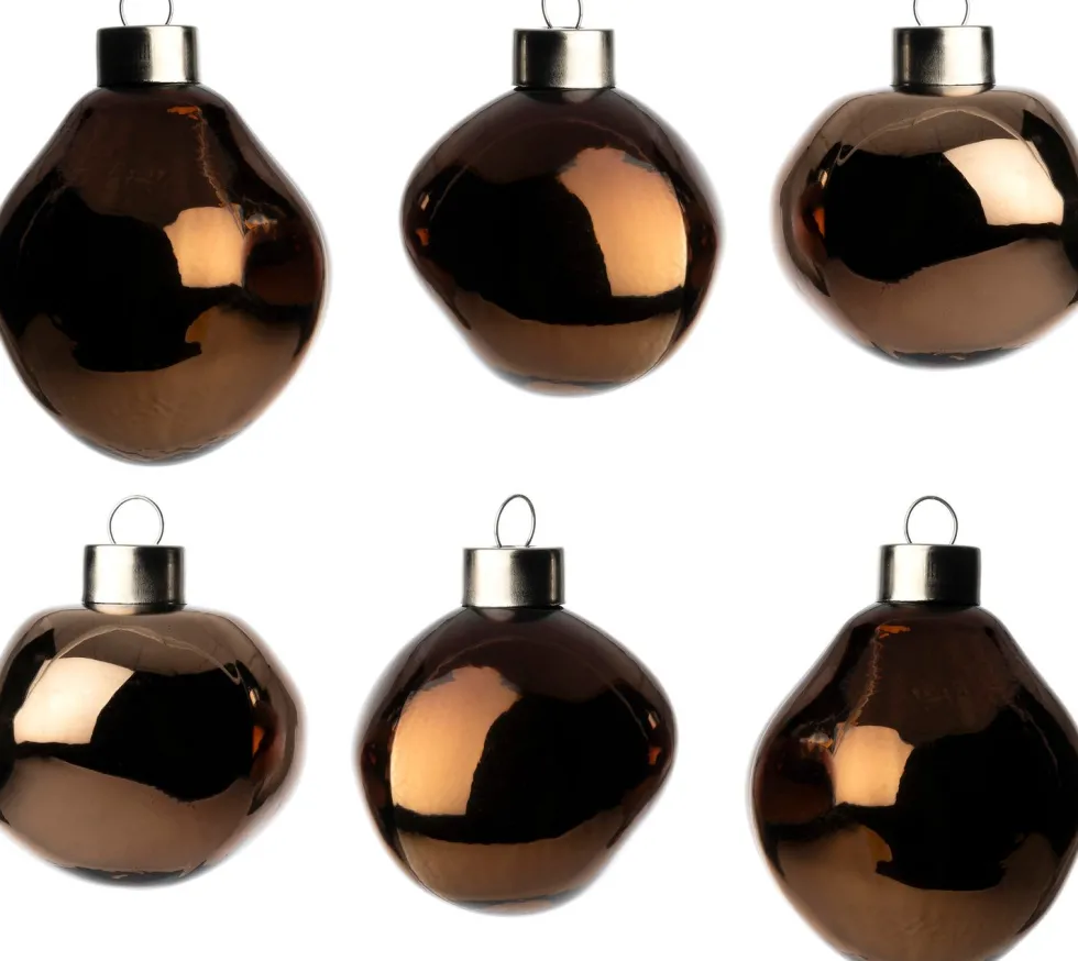 Intratuin kerstbal Trim bruin glans D 6 cm 6 stuks