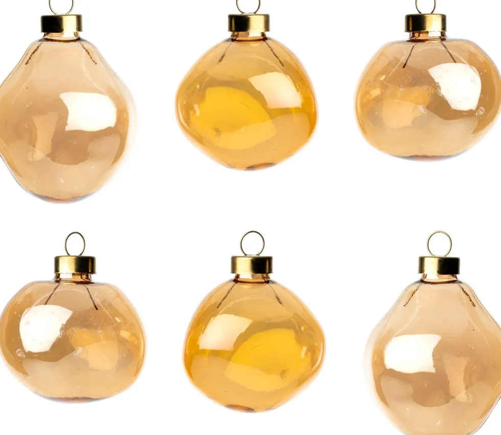 Intratuin kerstbal Trim oranje glans D 6 cm 6 stuks