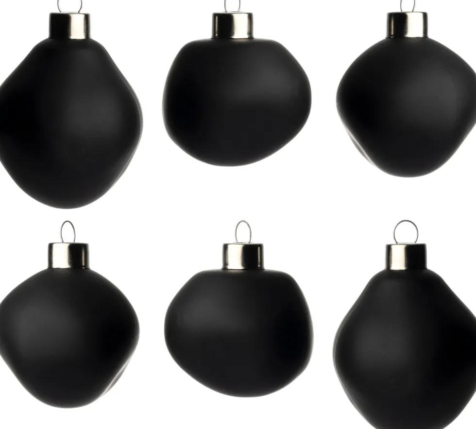 Intratuin kerstbal Trim zwart mat D 6 cm 6 stuks