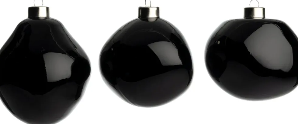 Intratuin kerstbal Trim zwart glans D 10 cm 3 stuks