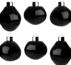 Intratuin kerstbal Trim zwart glans D 6 cm 6 stuks