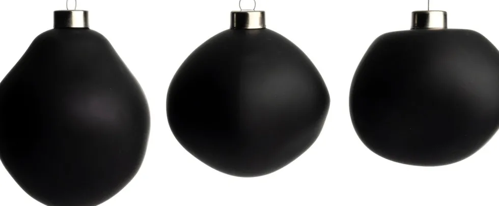 Intratuin kerstbal Trim zwart mat D 10 cm 3 stuks
