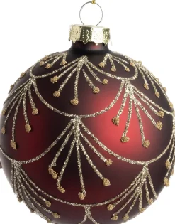 Intratuin kerstbal Turno mat bordeaux D 8 cm