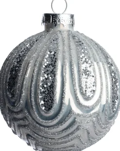 Intratuin kerstbal Wallace zilver reliëf D 8 cm