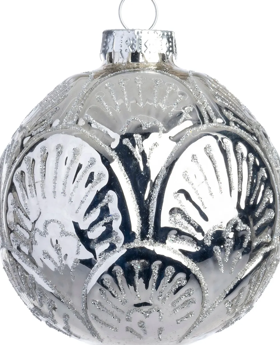Intratuin kerstbal Wallace zilver bloem D 10 cm