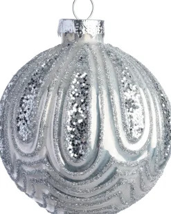 Intratuin kerstbal Wallace zilver reliëf D 10 cm