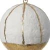 Intratuin kerstbal wit / goud lijnen wit / goud D 7 H 7 cm