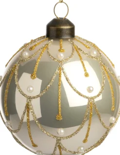 Intratuin kerstbal Yvoir glanzend wit D 8 cm