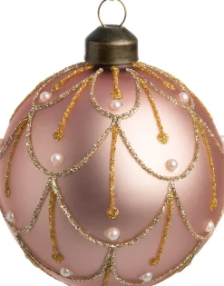 Intratuin kerstbal Yvoir mat roze D 8 cm