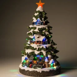 Intratuin kerstboom met kerstdorp D 28,5 H 36,5 cm