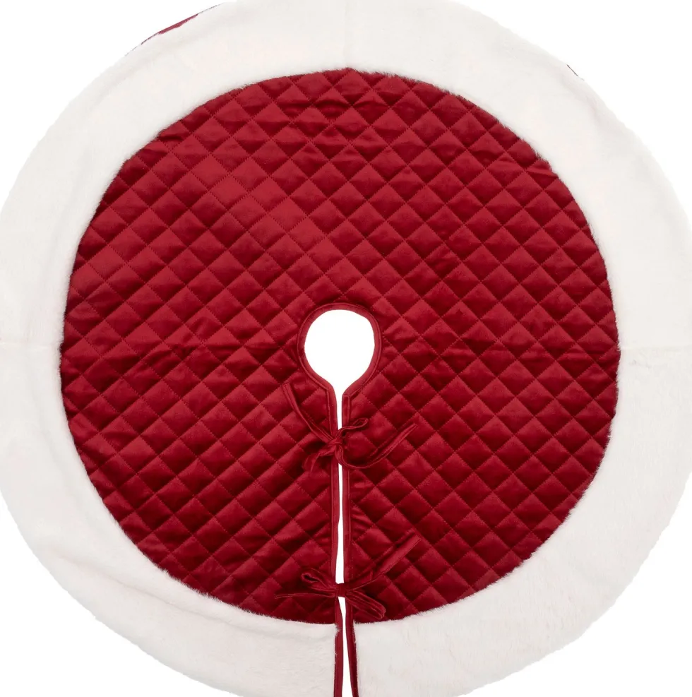 Intratuin kerstboomrok gestikt rood / wit D 90 cm