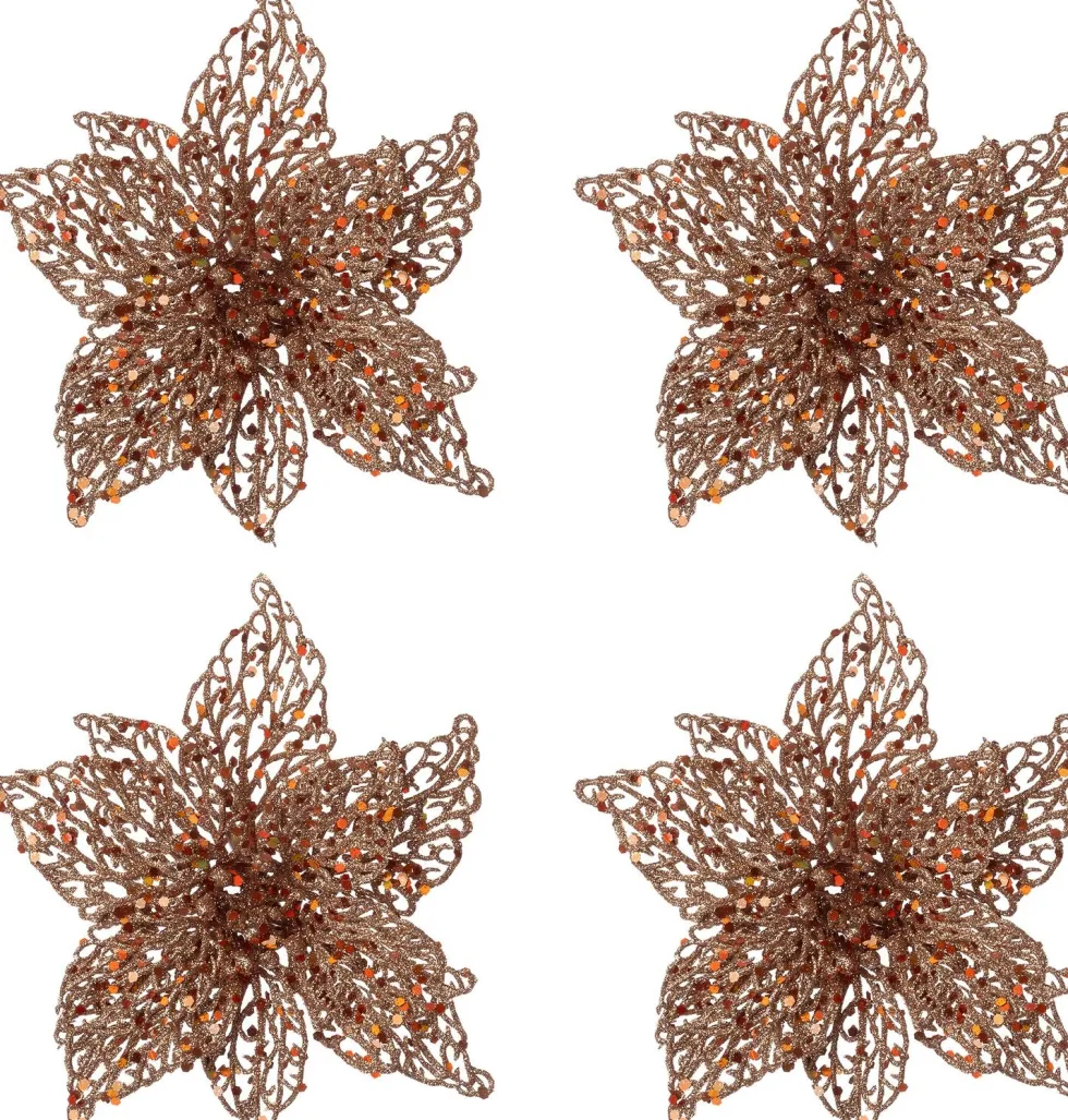 Intratuin kerstclip Anja bloem koper D 20 H 5 cm 4 stuks