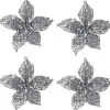 Intratuin kerstclip Anja bloem zilver D 20 H 5 cm 4 stuks