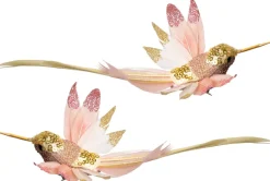Intratuin kerstclip Avia kolibri roze 18 x 9 x 8 cm 2 stuks